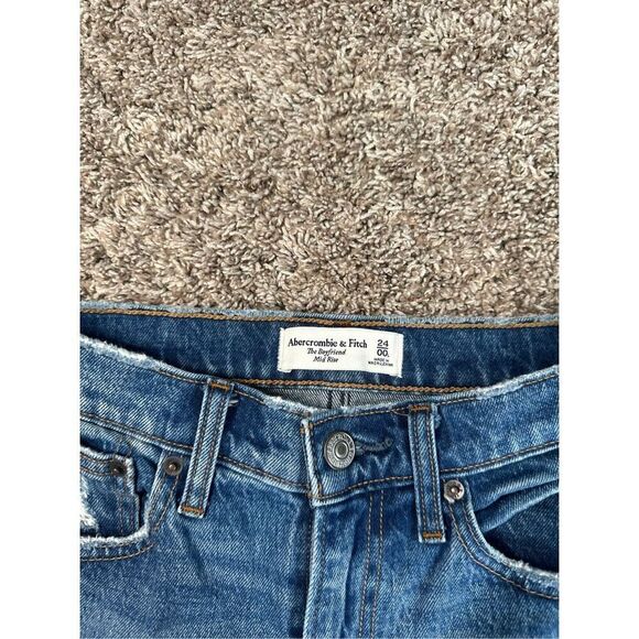 Abercrombie & Fitch Boyfriend Mid Rise Distressed Denim Jeans Women’s 24/00L - Picture 5 of 11